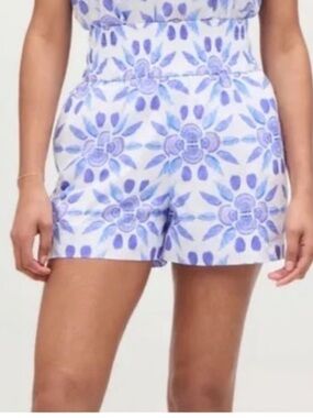 NWT Hill House Livie Nap Shorts in Blue Shell Mosaic Cotton